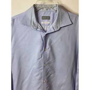 Michael Kors Airsoft Stretcg Long Sleeve Button Down Men's Shirt Blue Size 161/2